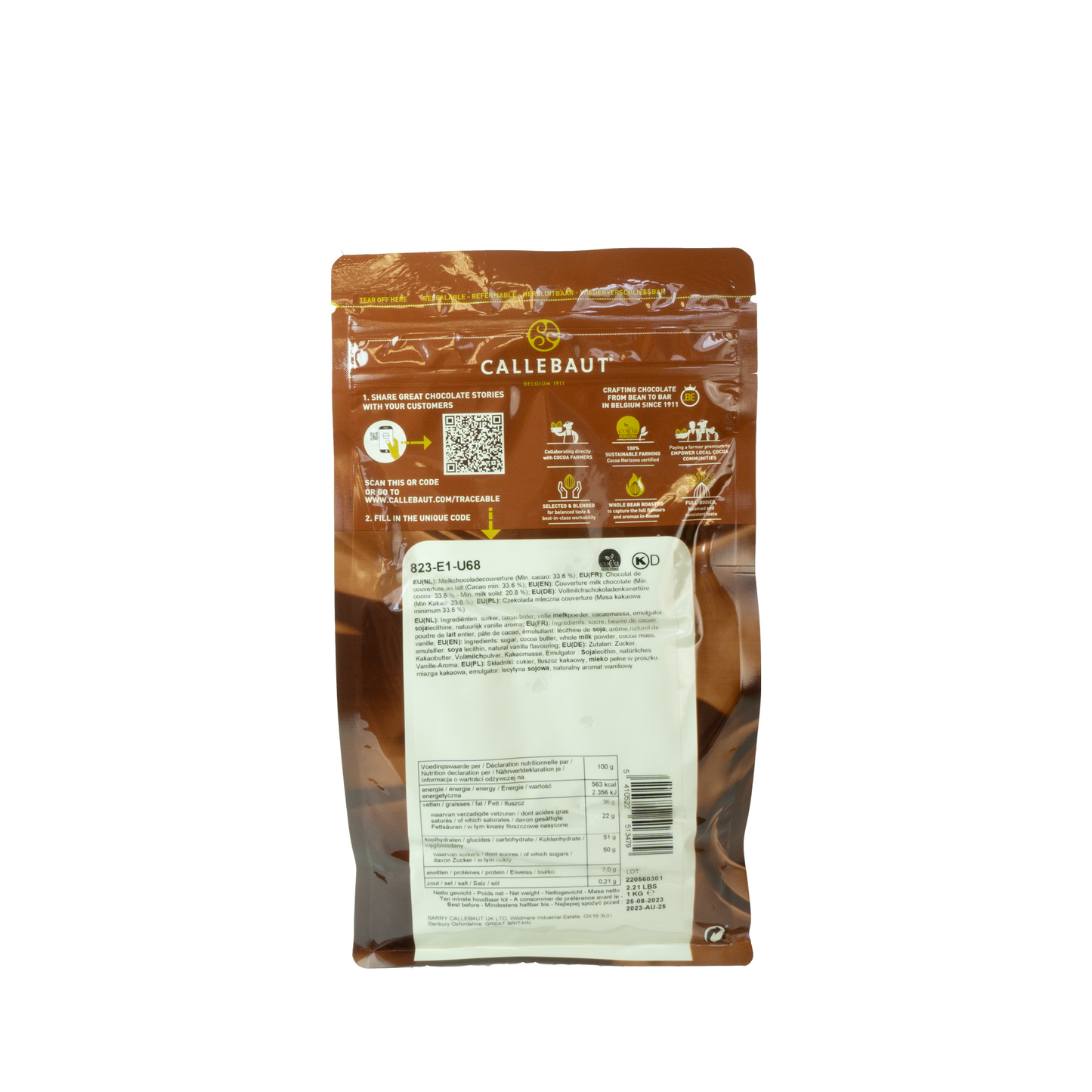Callebaut Feinste Belgische Schokolade 33,6 % – Vollmilch 823 Callets 1 kg