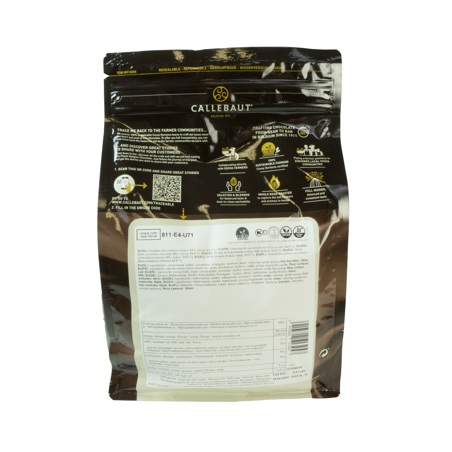 Callebaut Select Dark 54,5 % Schokolade 811 Callets 2,5 kg