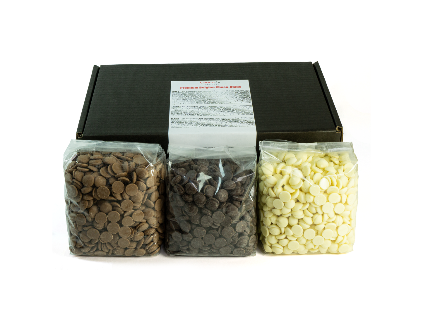 Choco-Drops, 3 x 600g (Vollmilch, Zartbitter, Weiß)