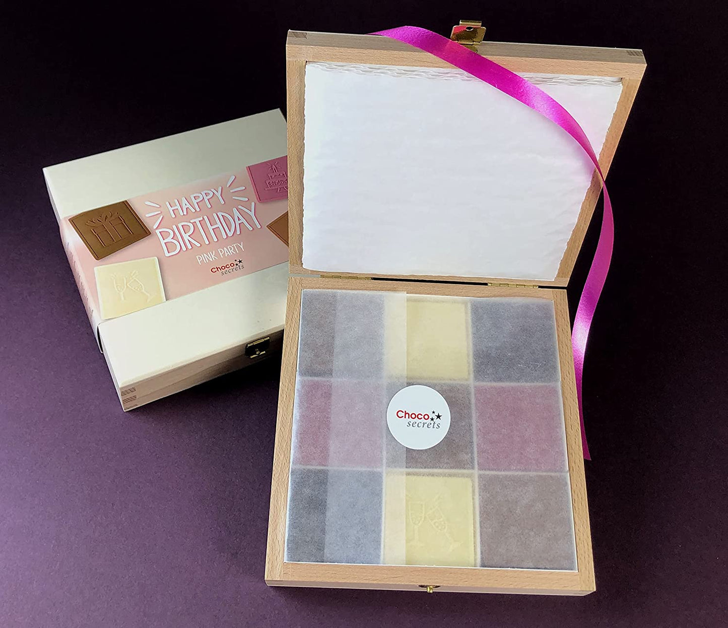 Schokoladen-Geburtstagsbox "Happy Birthday - Pink Party"