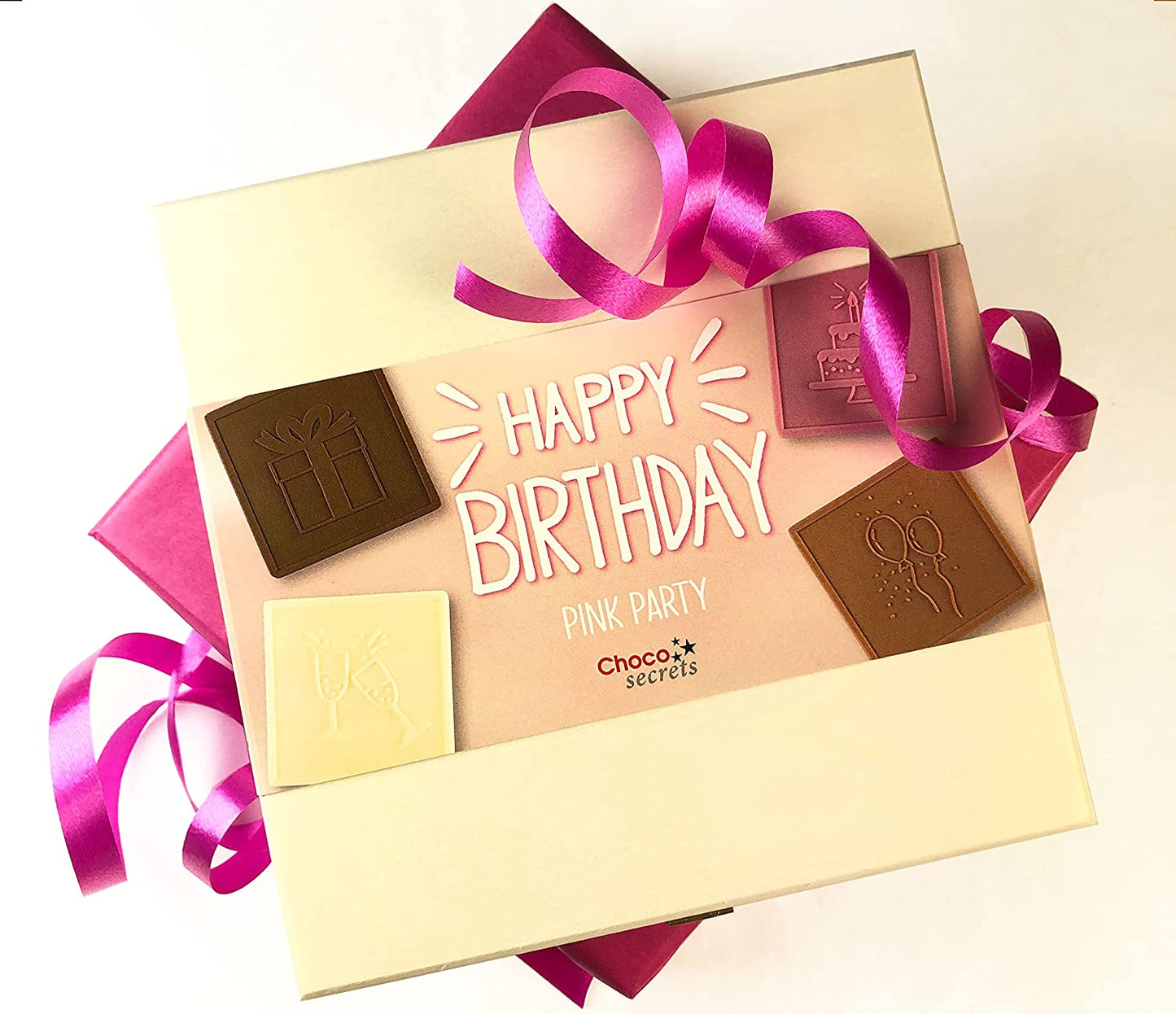 Schokoladen-Geburtstagsbox "Happy Birthday - Pink Party"