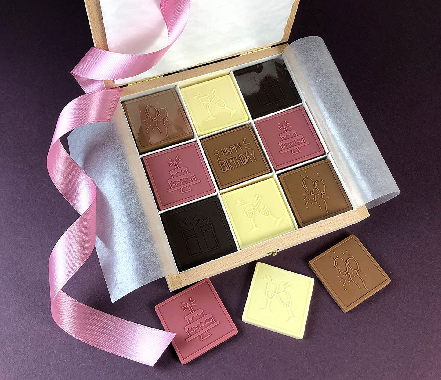 Schokoladen-Geburtstagsbox "Happy Birthday - Pink Party"