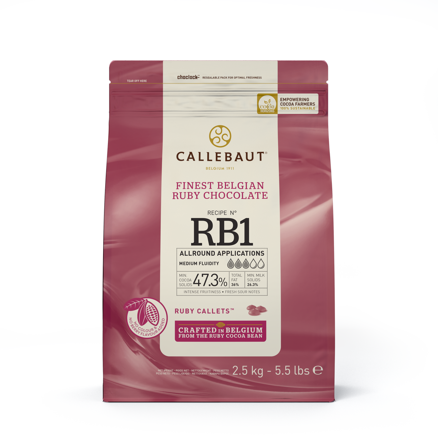 Callebaut Ruby 33.6% Finest Belgian Ruby Chocolate Chips 2.5 kg