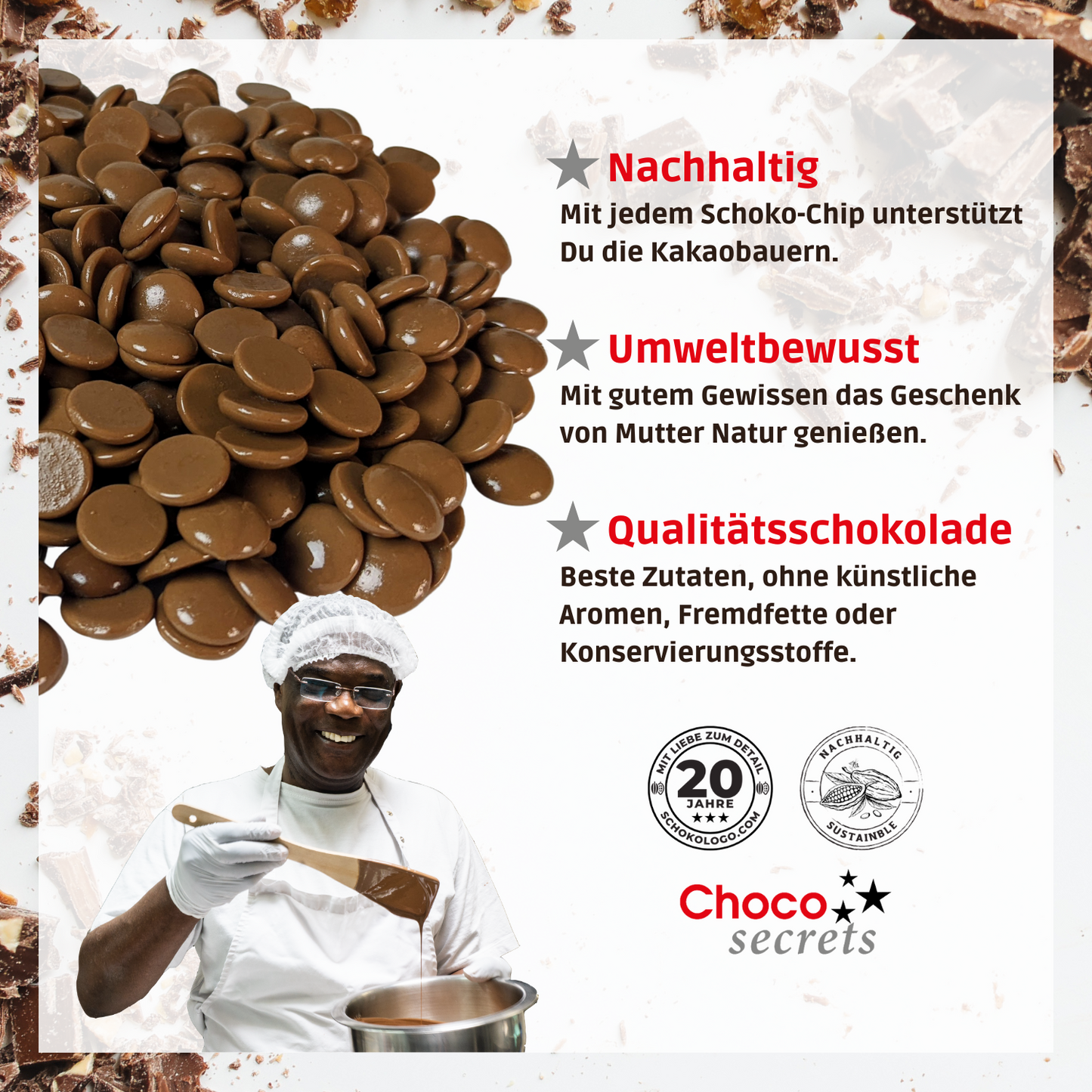 Belgische Schoko-Drops für Schokobrunnen, Schokoladen-Fondue