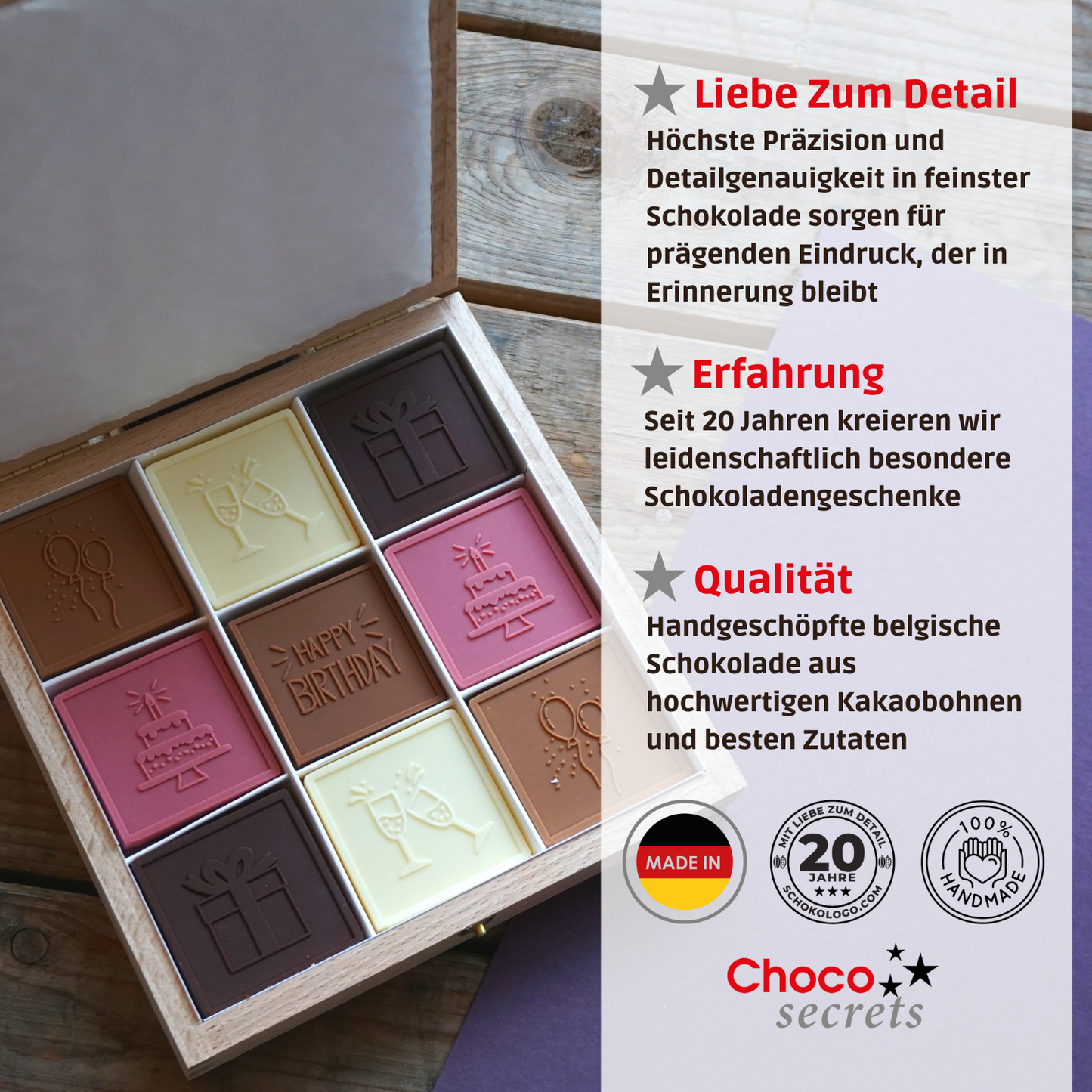 Schokoladen-Geburtstagsbox "Happy Birthday - Pink Party"