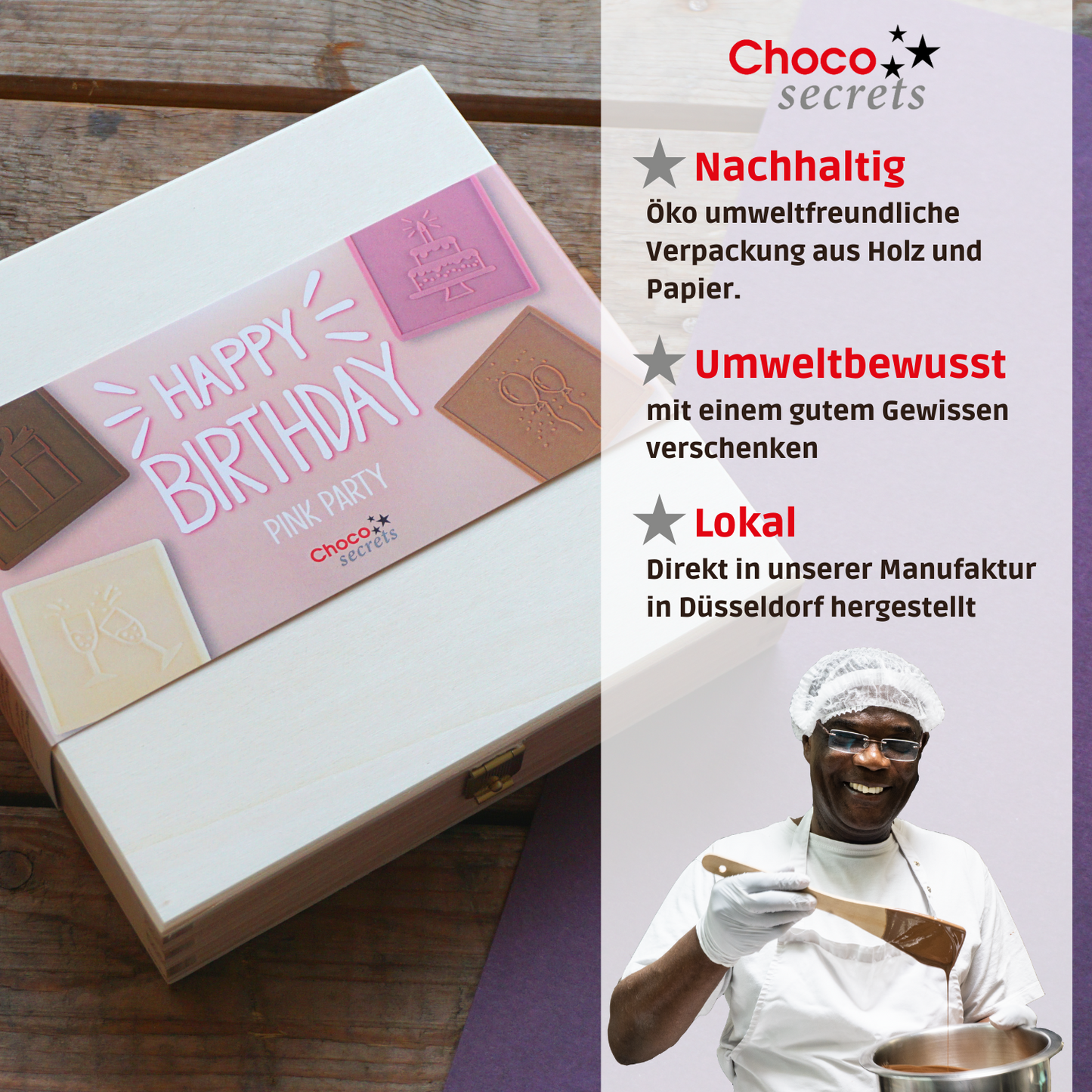 Schokoladen-Geburtstagsbox "Happy Birthday - Pink Party"