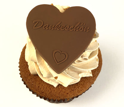 Dankeschön Schokoladenherzen – 12 St. aus Vollmilch-Schokolade – als Toppings für Kuchen, Brownies und Kekse, Teil des Süssigkeitsbuffets oder vernaschen